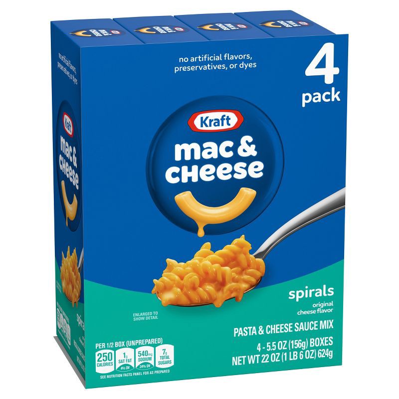slide 8 of 9, Kraft Spirals Original Mac and Cheese Dinner - 22oz/4ct, 4 ct; 22 oz