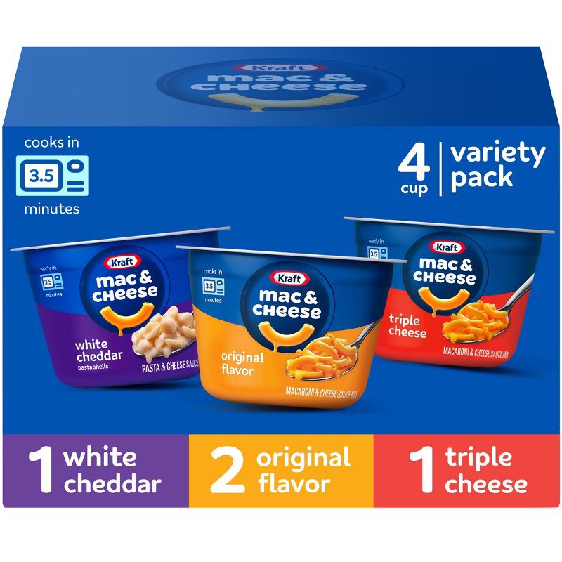 slide 1 of 9, Kraft Variety Mac and Cheese Cups - 4ct / 7.6oz, 4 ct, 7.6 oz