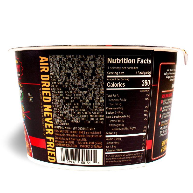 slide 2 of 7, A-Sha Foods USA Hot Ones x A-Sha Ramen Hot Noodle Bowl - 3.7oz, 3.7 oz