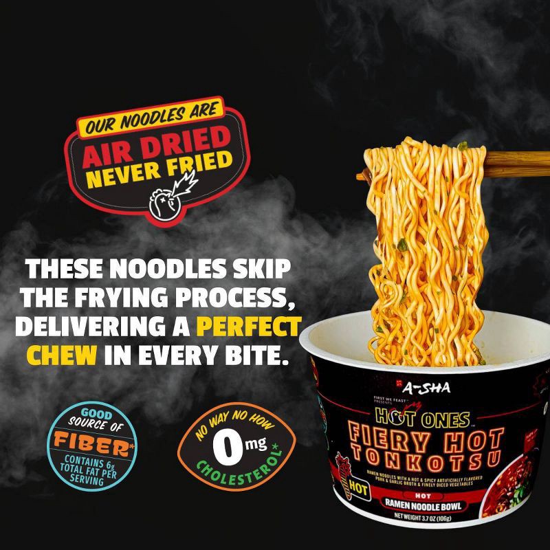 slide 5 of 7, A-Sha Foods USA Hot Ones x A-Sha Ramen Hot Noodle Bowl - 3.7oz, 3.7 oz