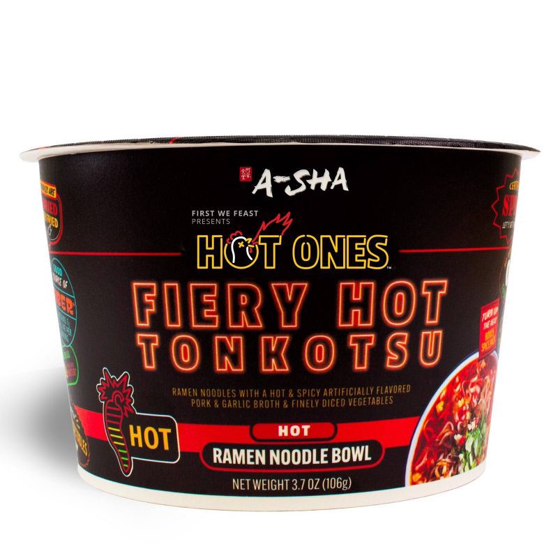 slide 1 of 7, A-Sha Foods USA Hot Ones x A-Sha Ramen Hot Noodle Bowl - 3.7oz, 3.7 oz