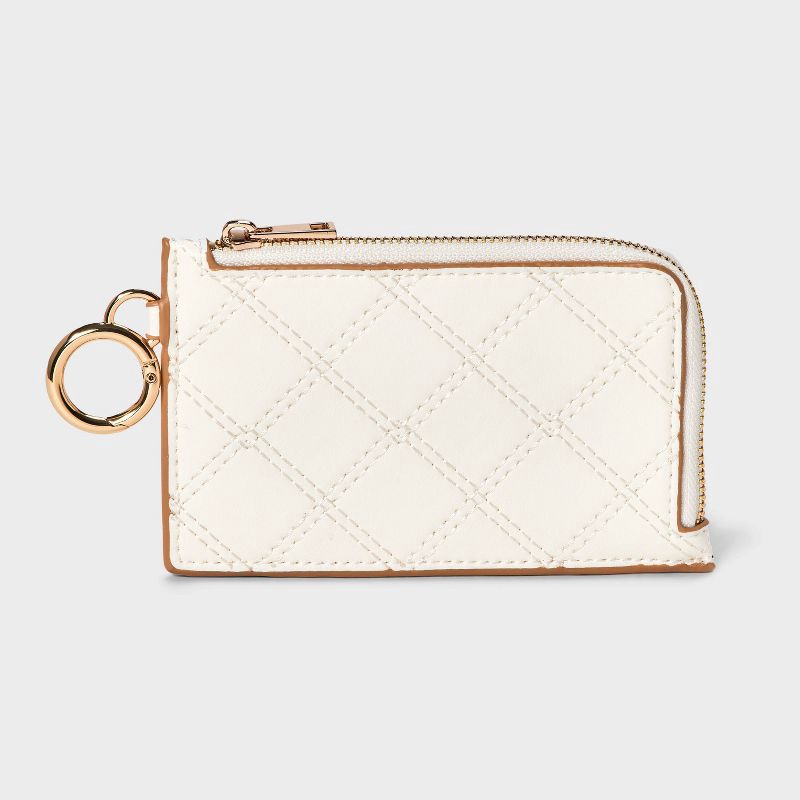 slide 1 of 5, L-Zip Card Case - A New Day™ Off-White: Solid Shape Wallet, 1 ct