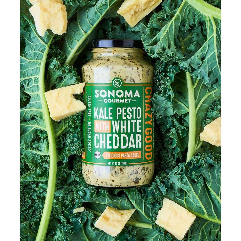 slide 7 of 7, Sonoma Gourmet Kale Pesto with White Cheddar Gluten Free Pasta Sauce - 25oz, 25 oz