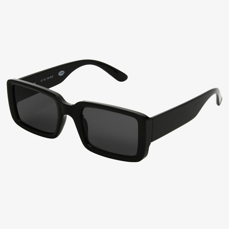 slide 2 of 2, Women's Plastic Rectangle Sunglasses - Universal Thread™ Black: Scratch-Resistant, UV Protection, Recycled Frame, 1 ct