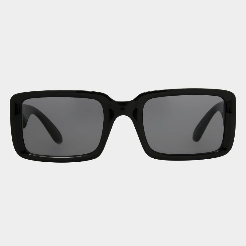 slide 1 of 2, Women's Plastic Rectangle Sunglasses - Universal Thread™ Black: Scratch-Resistant, UV Protection, Recycled Frame, 1 ct