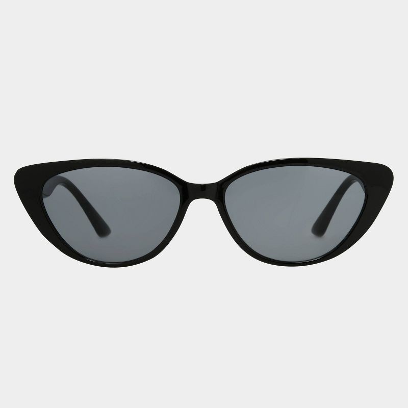 slide 1 of 2, Women's Plastic Cateye Sunglasses - Universal Thread™ Black: Scratch-Resistant, UV Protection, Recycled Frame, 1 ct