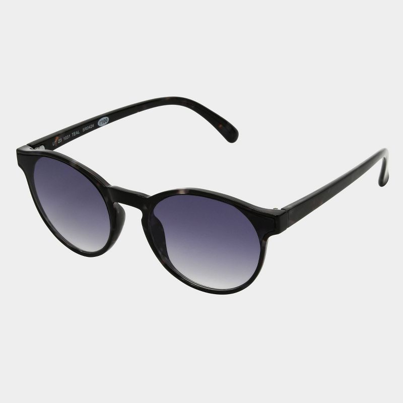 slide 2 of 2, Women's Plastic Round Sunglasses with Gradient Lenses - Universal Thread™ Dark Teal Blue: Scratch-Resistant, UV Protection, 1 ct