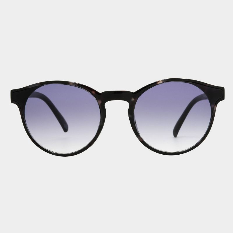 slide 1 of 2, Women's Plastic Round Sunglasses with Gradient Lenses - Universal Thread™ Dark Teal Blue: Scratch-Resistant, UV Protection, 1 ct