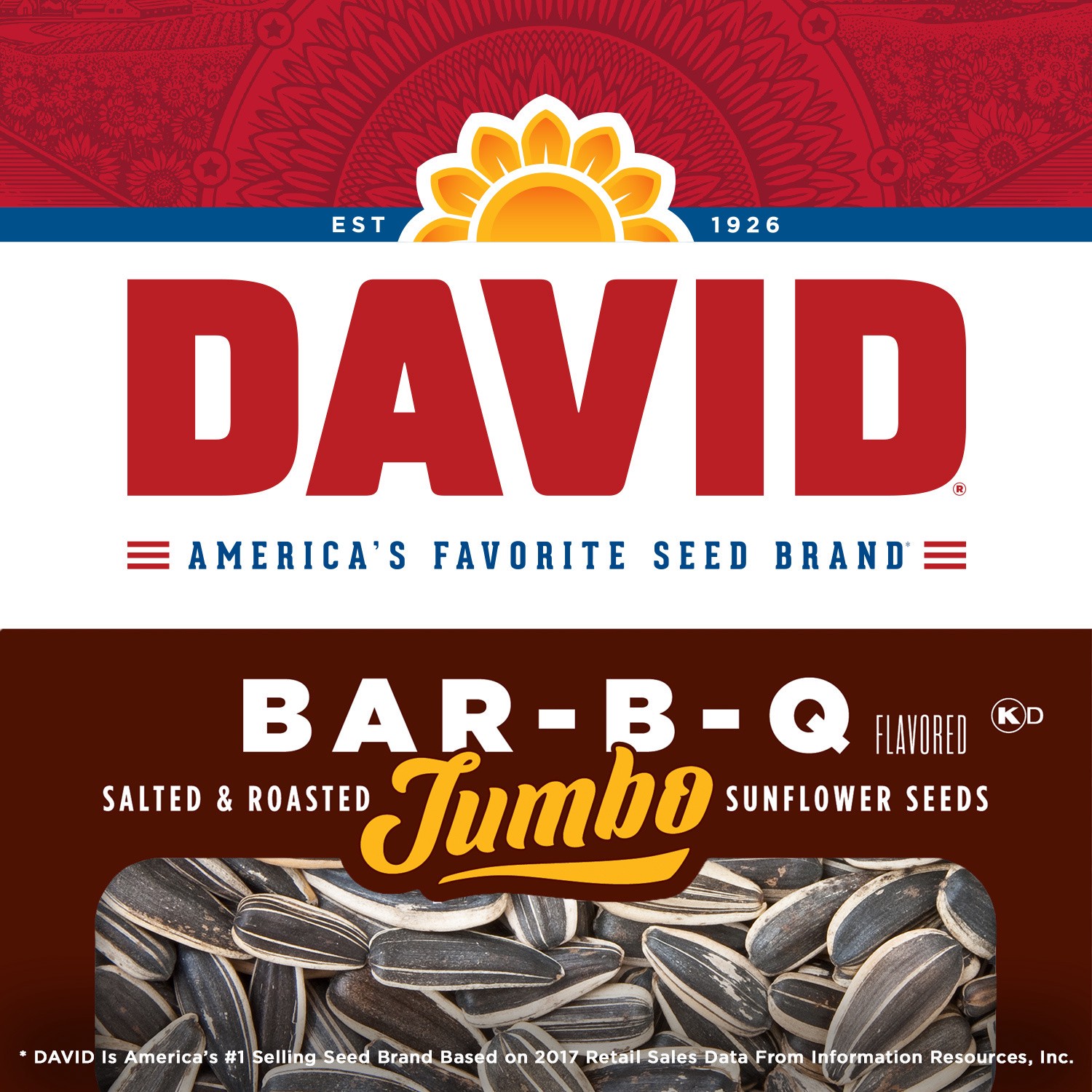 slide 4 of 5, DAVID Jumbo Salted & Roasted Bar-B-Q Flavored Sunflower Seeds 5.25 oz, 5.25 oz