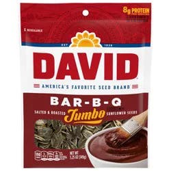 DAVID Roasted and Salted Jumbo Sunflower Seeds, Bar-B-Q Flavor, 5.25oz.