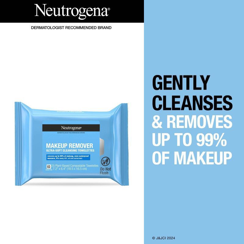 slide 3 of 13, Neutrogena Facial Cleansing Makeup Remover Wipes - 25ct, 25 ct