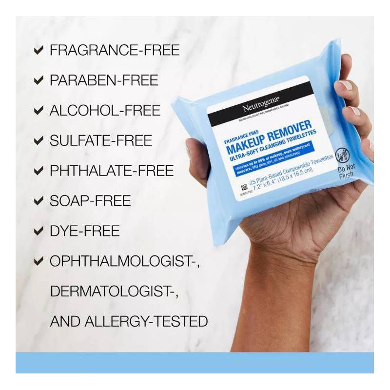 slide 8 of 8, Neutrogena Makeup Remover Wipes - Fragrance Free - 25ct, 25 ct