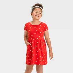 Girls' Short Sleeve Knit Dress - Cat & Jack™ Medium Red L
