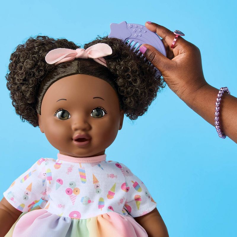 slide 2 of 5, 14" Toddler Baby Doll - Dark Brown Hair + Brown Eyes - Gigglescape™, 1 ct