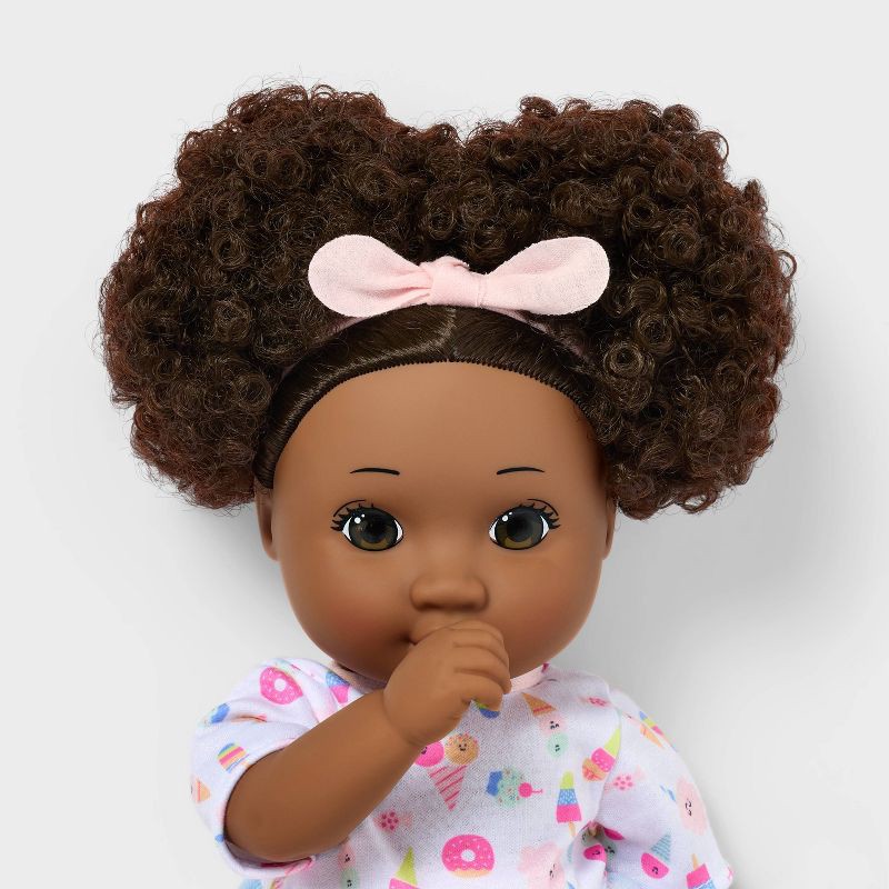 slide 3 of 5, 14" Toddler Baby Doll - Dark Brown Hair + Brown Eyes - Gigglescape™, 1 ct