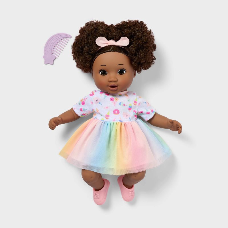 slide 1 of 5, 14" Toddler Baby Doll - Dark Brown Hair + Brown Eyes - Gigglescape™, 1 ct