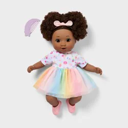 14" Toddler Baby Doll - Dark Brown Hair + Brown Eyes - Gigglescape™