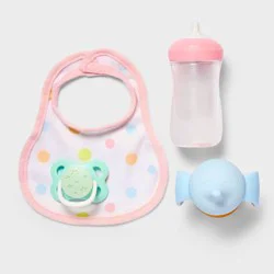 Baby Doll Magic Sippy Cup & Bottle Play Set - Gigglescape™: Includes Bib, Pacifier, Plastic Doll Accessories