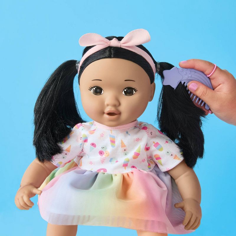 slide 2 of 5, 14" Toddler Baby Doll - Black Hair + Brown Eyes - Gigglescape™, 1 ct