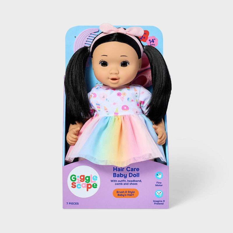 slide 4 of 5, 14" Toddler Baby Doll - Black Hair + Brown Eyes - Gigglescape™, 1 ct