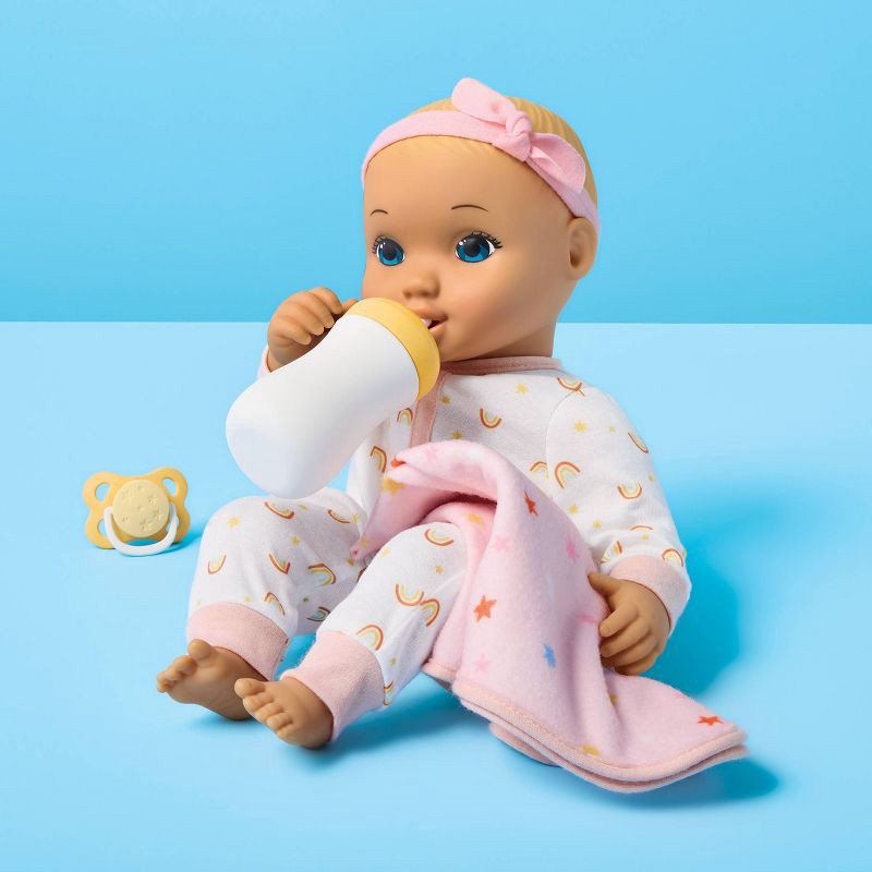 slide 2 of 5, 14" Nurturing Baby Doll - Blonde Hair + Blue Eyes - Gigglescape™, 1 ct