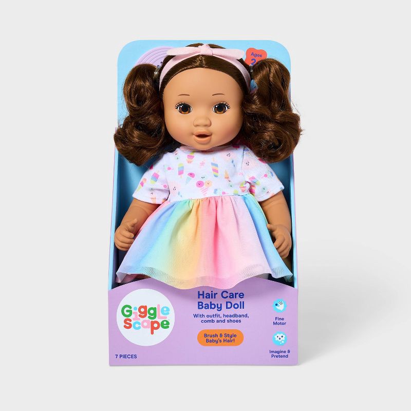 slide 4 of 5, 14" Toddler Baby Doll - Brown Hair/Eyes - Gigglescape™, 1 ct