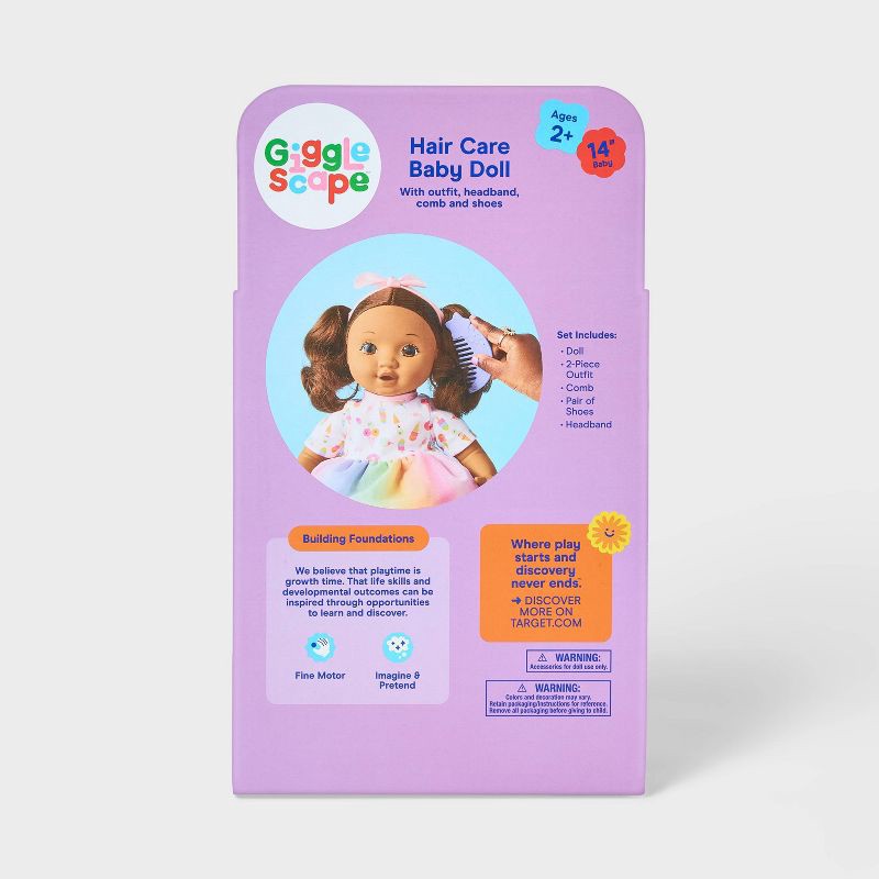 slide 5 of 5, 14" Toddler Baby Doll - Brown Hair/Eyes - Gigglescape™, 1 ct
