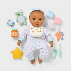 14" Baby Doll Set - Brown Hair + Brown Eyes - Gigglescape™