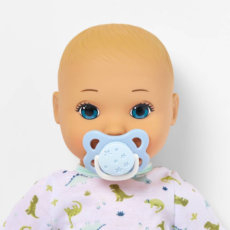 slide 3 of 5, 14" Boy Baby Doll - Blonde Hair + Blue Eyes - Gigglescape™: Straight Hair, Includes Pacifier & Outfit, 1 ct