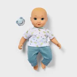 14" Boy Baby Doll - Blonde Hair + Blue Eyes - Gigglescape™: Straight Hair, Includes Pacifier & Outfit