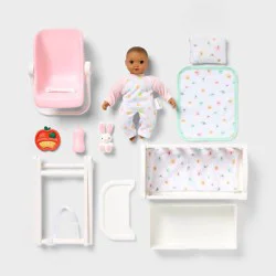 8" Little Baby Doll Set - Brown Hair + Brown Eyes - Gigglescape™