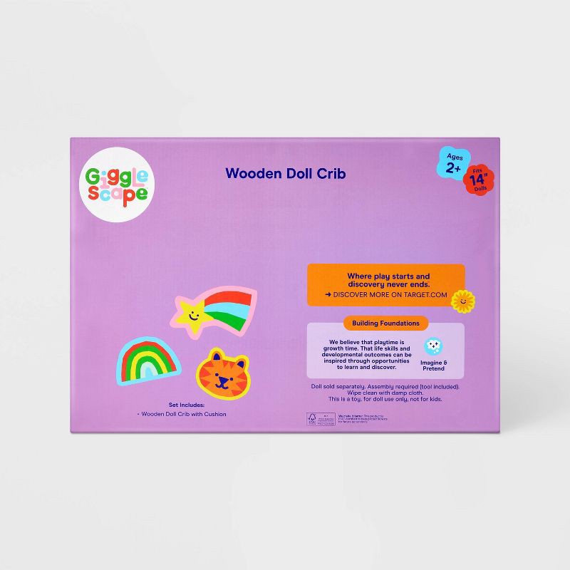 slide 4 of 4, Baby Doll Wooden Crib - Gigglescape™, 1 ct