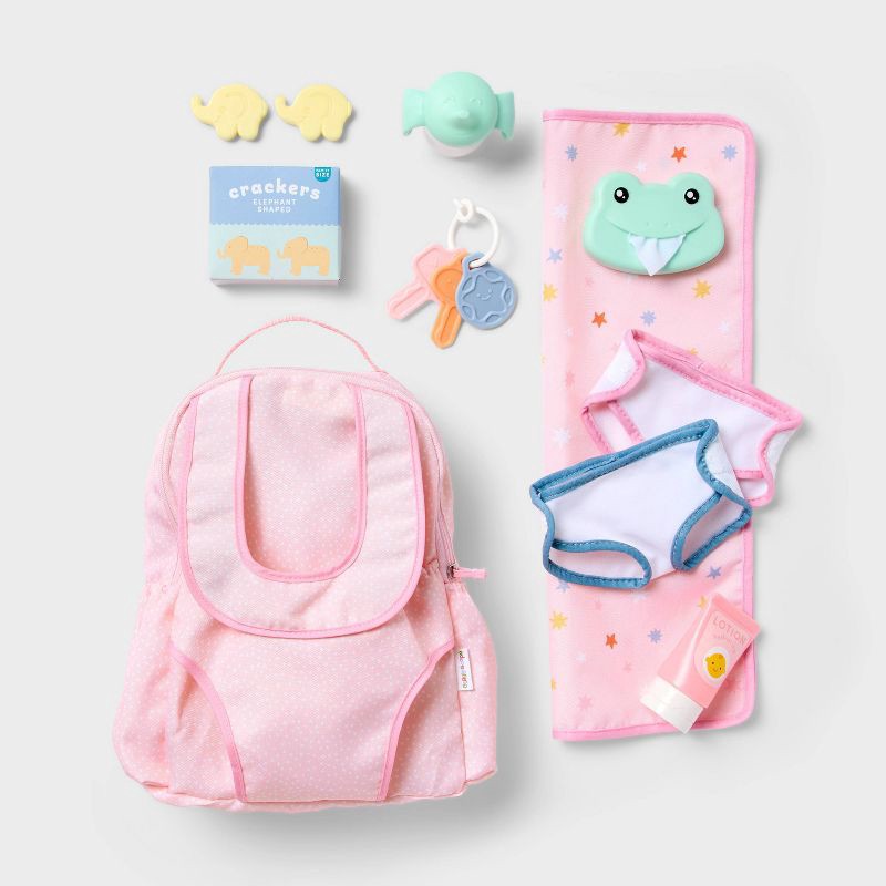 slide 1 of 5, Baby Doll Diaper Bag Play Set - Gigglescape™: Includes Diapers, Changing Pad & Toy Accessories, 1 ct