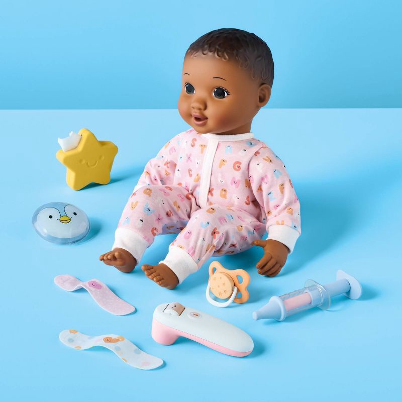 slide 2 of 6, 14" Take Care Baby Doll - Dark Brown Hair + Brown Eyes - Gigglescape™, 1 ct