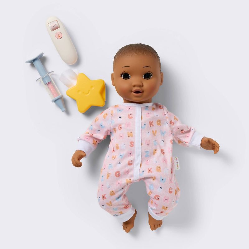 slide 1 of 6, 14" Take Care Baby Doll - Dark Brown Hair + Brown Eyes - Gigglescape™, 1 ct