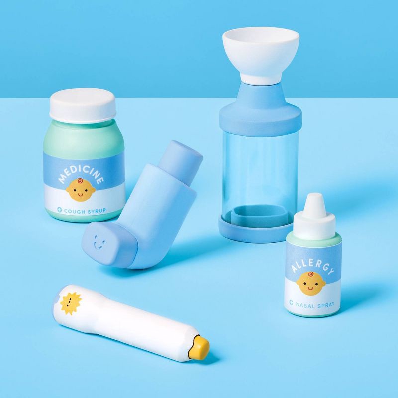 slide 2 of 4, Allergy Check Up Play Set - Gigglescape™: 14" Doll Accessories, Pretend Medical Kit, Plastic Material, Pack of 5, 1 ct