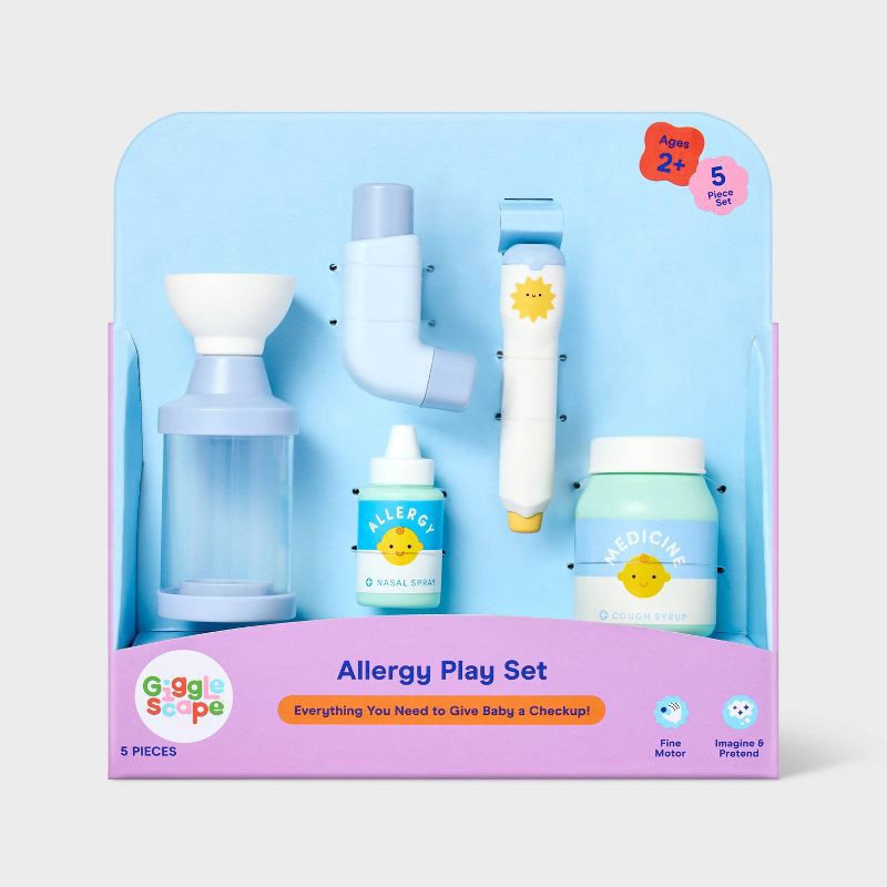 slide 3 of 4, Allergy Check Up Play Set - Gigglescape™: 14" Doll Accessories, Pretend Medical Kit, Plastic Material, Pack of 5, 1 ct
