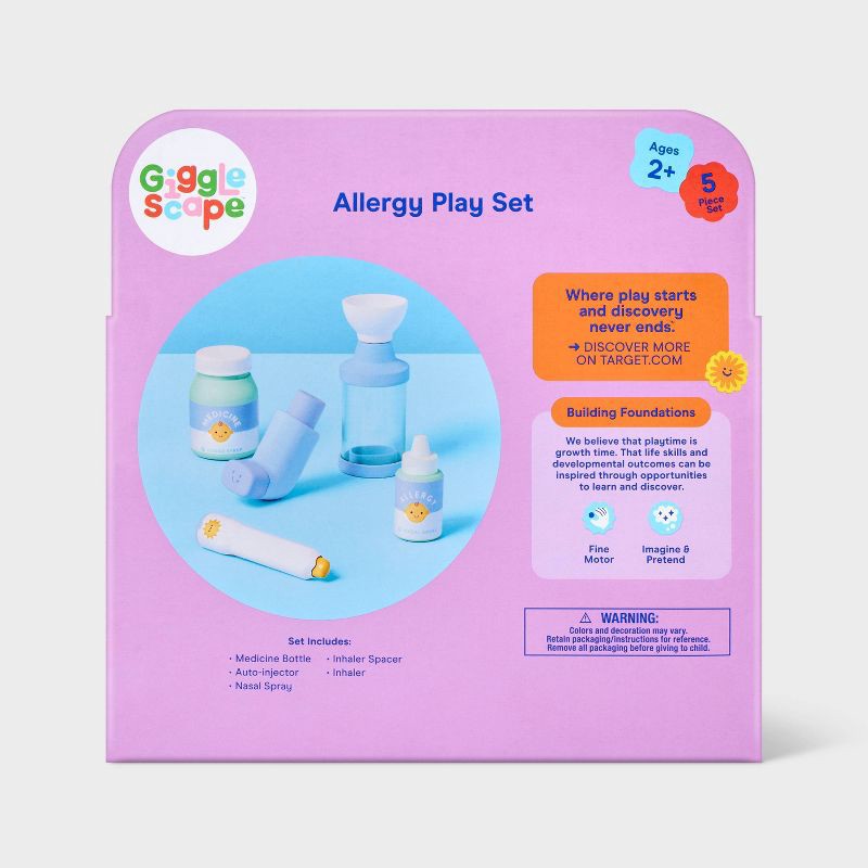 slide 4 of 4, Allergy Check Up Play Set - Gigglescape™: 14" Doll Accessories, Pretend Medical Kit, Plastic Material, Pack of 5, 1 ct