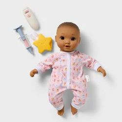 14" Take Care Baby Doll - Brown Hair + Brown Eyes - Gigglescape™: Includes Pretend Doctor Accessories Set