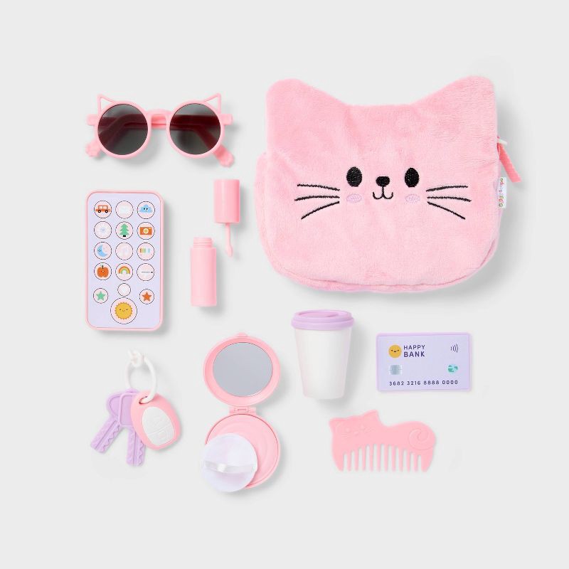 slide 1 of 4, Purse Play Set - Gigglescape™: Fits 14-Inch Dolls, Includes Comb, Lotion, Toy Keys, Sunglasses, and Cell Phone, 1 ct