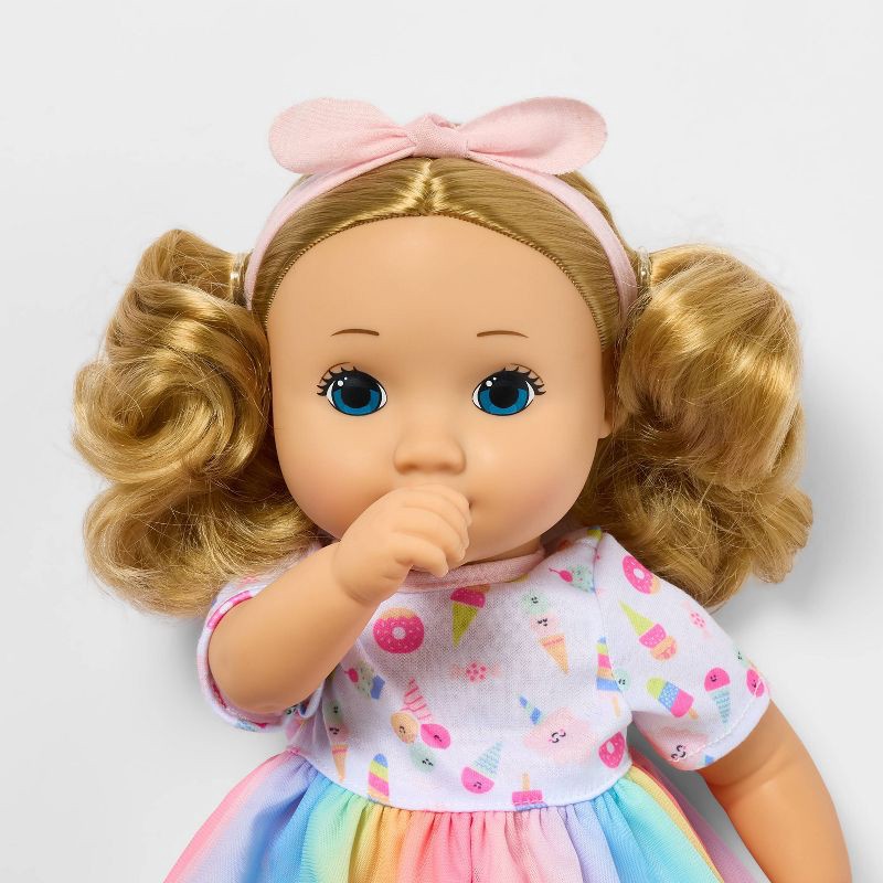 slide 3 of 5, 14" Toddler Baby Doll - Blonde Hair + Blue Eyes - Gigglescape™, 1 ct