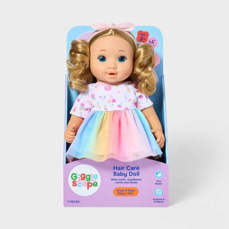 slide 4 of 5, 14" Toddler Baby Doll - Blonde Hair + Blue Eyes - Gigglescape™, 1 ct