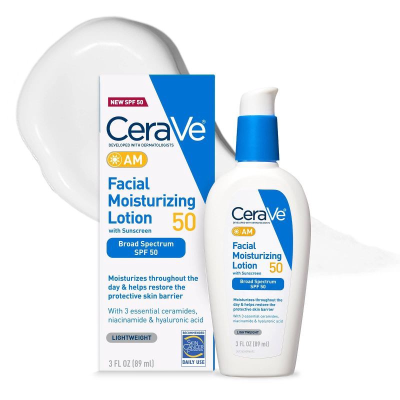 slide 1 of 11, CeraVe Facial Moisturizing Lotion AM SPF50 - 3 fl oz, 50 ct; 3 fl oz