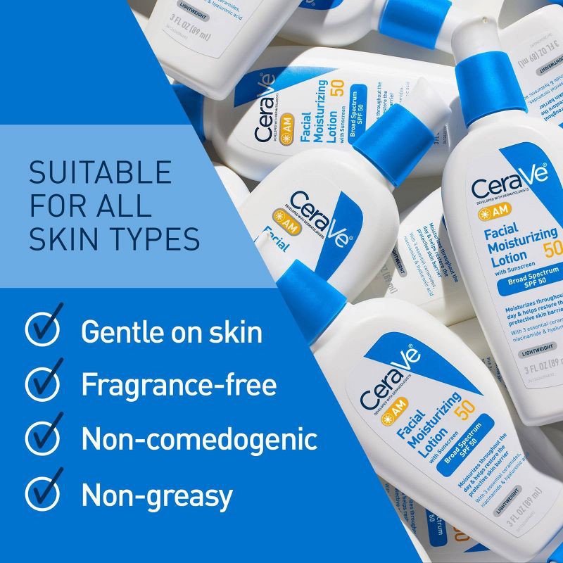 slide 8 of 11, CeraVe Facial Moisturizing Lotion AM SPF50 - 3 fl oz, 50 ct; 3 fl oz