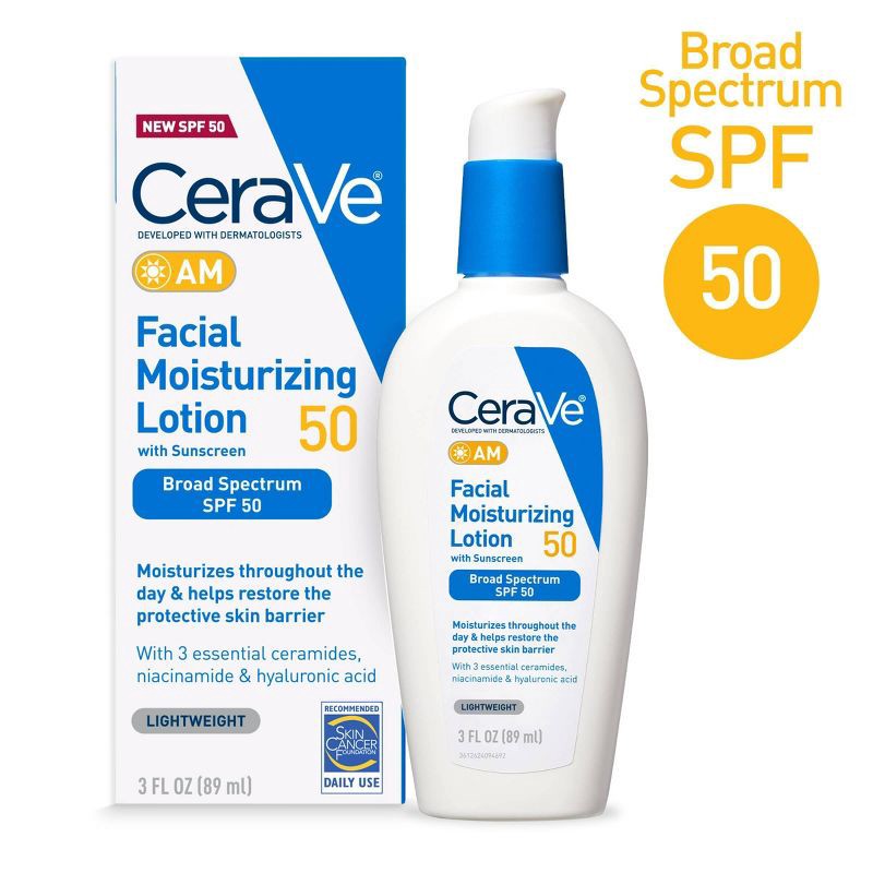 slide 10 of 11, CeraVe Facial Moisturizing Lotion AM SPF50 - 3 fl oz, 50 ct; 3 fl oz