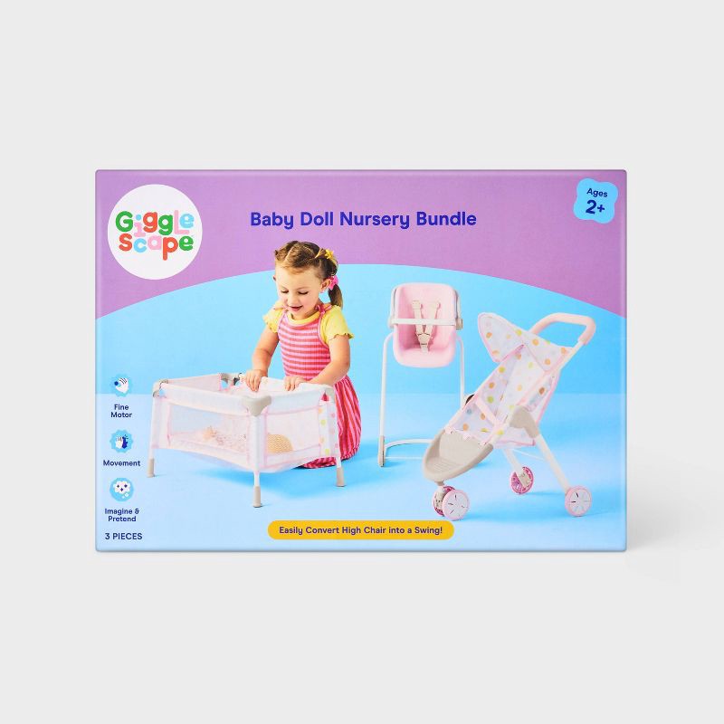 slide 4 of 5, Baby Doll Nursery Bundle for 14" - 16" Dolls - Gigglescape™, 1 ct