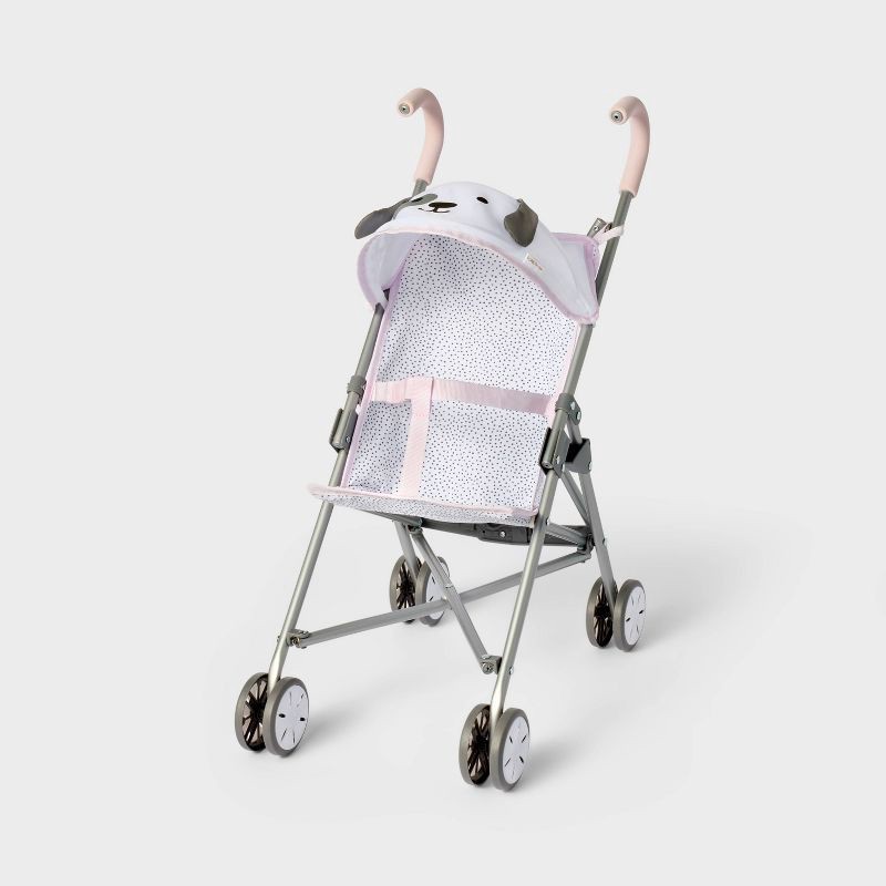 slide 1 of 4, Gray Dot Dog Fold-Up Stroller for 14" - 16" Dolls - Gigglescape™: Recycled Materials, Powder-Coated Steel, 1 ct