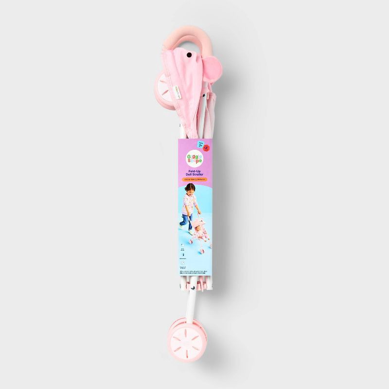 slide 3 of 4, Pink Dot Bear Fold-Up Doll Stroller for 14" - 16" Dolls - Gigglescape™, 1 ct