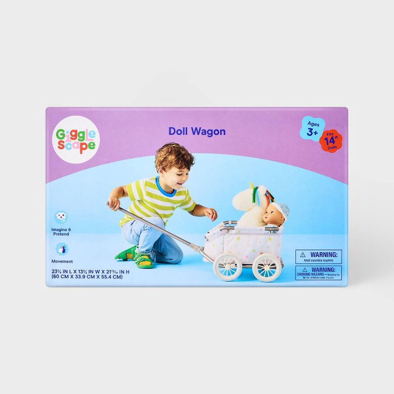 slide 3 of 4, Doll Wagon for 14" - 16" Dolls - Gigglescape™: Baby Doll Accessory, 100% Recycled Material, Includes Stroller, 1 ct
