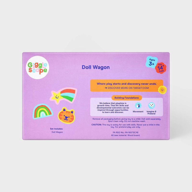 slide 4 of 4, Doll Wagon for 14" - 16" Dolls - Gigglescape™: Baby Doll Accessory, 100% Recycled Material, Includes Stroller, 1 ct